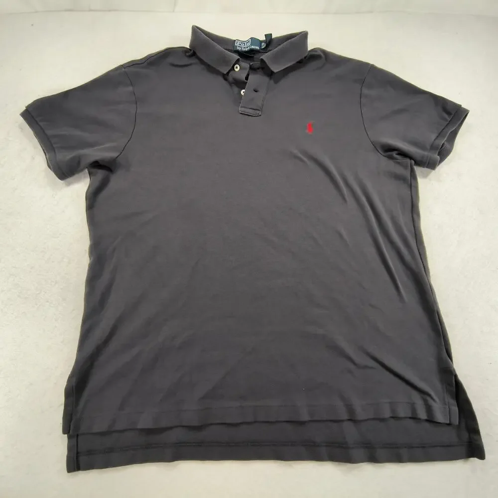 Polo by Ralph Lauren Short Sleeve Collared Polo Shirt Mens Size XL Gray Red